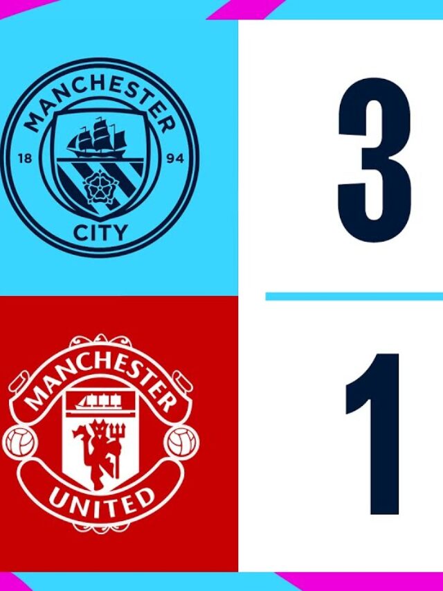 Manchester City won 3-1 against Manchester United.